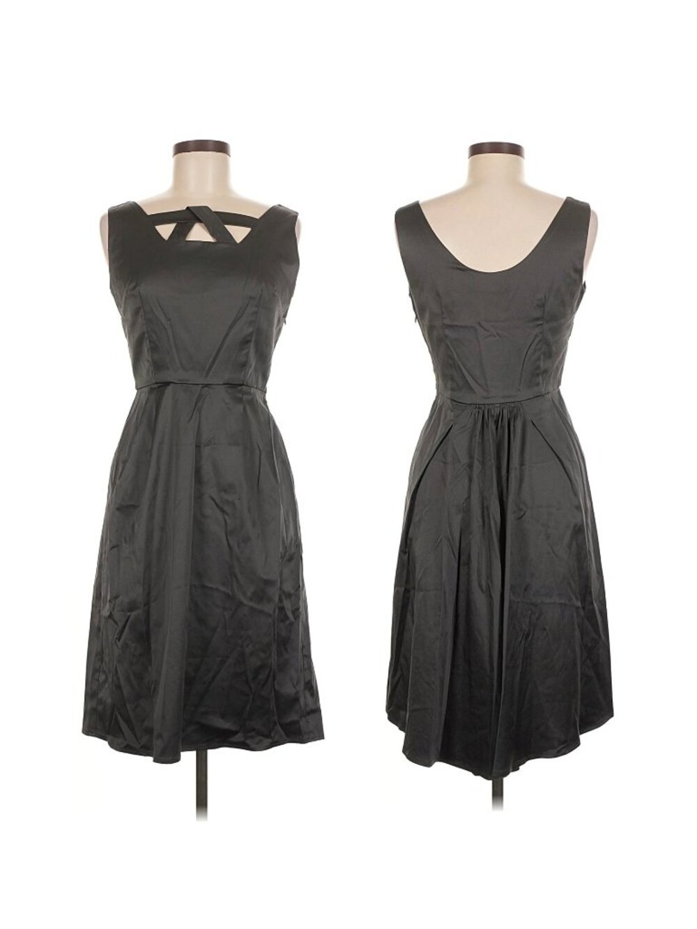 Trashy Diva by Candice Gwinn Dress Womens Size 2 Dark Gray Satin Midi Cocktail